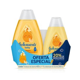 KIT JOHNSONS BABY GLICERINA SHAMPOO 400ML + CONDICIONADOR 200ML