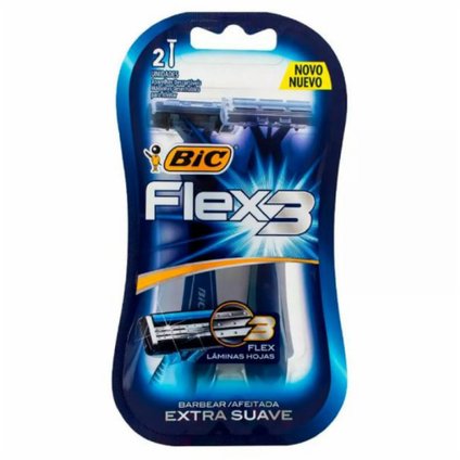 APARELHO BARBEAR DESCARTÁVEL BIC FLEX 3 COM 2 UNIDADES