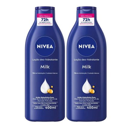 KIT LOÇÃO HIDRATANTE CORPORAL NIVEA MILK 400ML - 2 UNIDADES