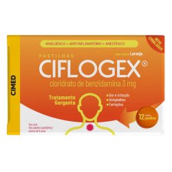 Pastilha De Garganta Ciflogex 3 Mg Laranja Com 12 Pastilhas