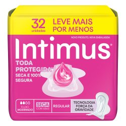 Absorvente Intimus Toda Protegida Dia Cobertura Seca Com Abas 32 Unidades