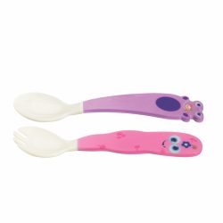 Kit Talher Infantil Tramontina Monster Baby 2 Peças Rosa/lilas