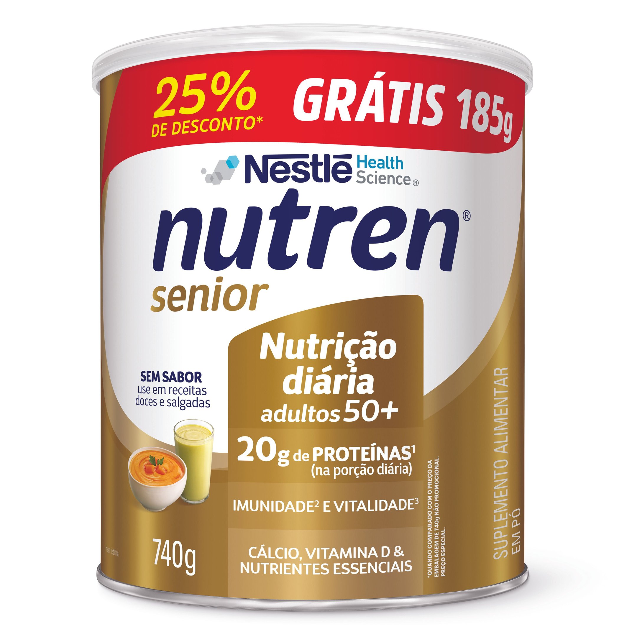 Complemento Alimentar Nutren Senior Sem Sabor 25% De Desconto 740g
