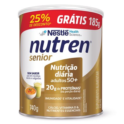COMPLEMENTO ALIMENTAR NUTREN SENIOR SEM SABOR 25% DE DESCONTO 740G