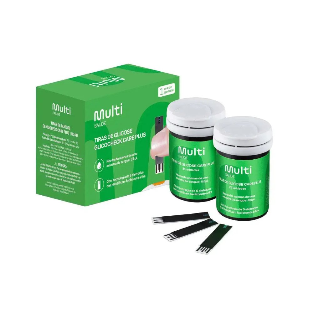 Tiras Para Glicemia Multilaser Glicocheck Hc489 50 Unidades