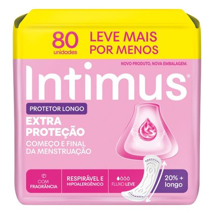 PROTETOR DIÁRIO INTIMUS LONGO EXTRA PROTEÇÃO COM PERFUME 80 UNIDADES