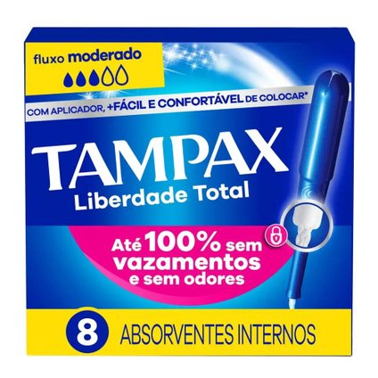 ABSORVENTE INTERNO TAMPAX FLUXO MODERADO 8 UNIDADES