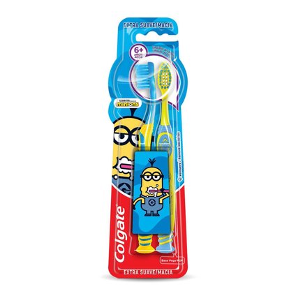 KIT ESCOVA DENTAL INFANTIL EXTRA MACIA COLGATE SMILES MINIONS 6+ ANOS 2 UNIDADES