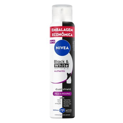 DESODORANTE AEROSSOL NIVEA BLACK & WHITE INVISIBLE AUTHENTIC 200ML