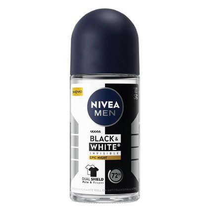 DESODORANTE ROLL-ON NIVEA MEN BLACK & WHITE INVISIBLE EPIC NIGHT 50ML