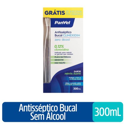 ENXAGUATÓRIO BUCAL TERAPÊUTICO CLINEXIDIN PANVEL SEM ÁLCOOL 300ML