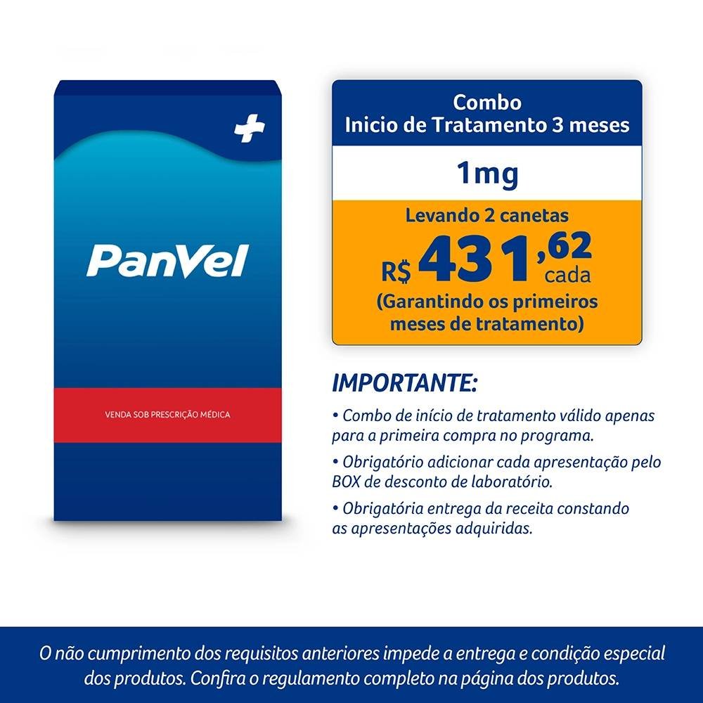 Ozivy 1mg Semaglutida 3ml 1 Caneta Injetável + 4 Agulhas Geladeira