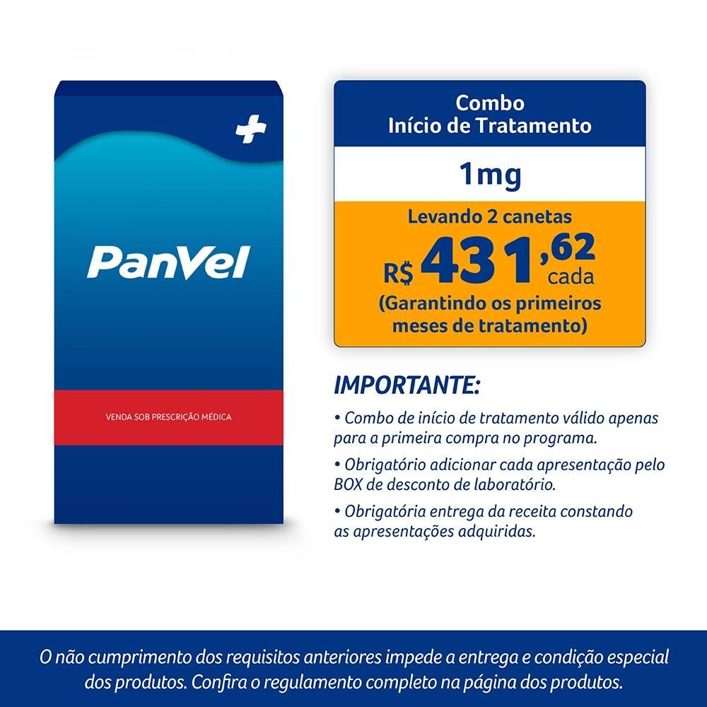 Ozivy 1mg Semaglutida 3ml 1 Caneta Injetável + 4 Agulhas Geladeira