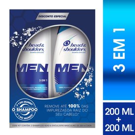 KIT SHAMPOO HEADSHOULDERS 3 EM 1 2X200ML