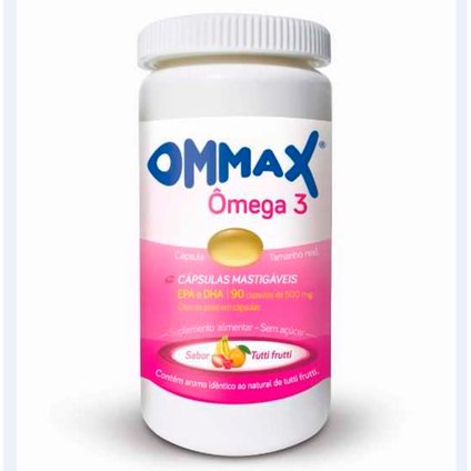 OMMAX ÔMEGA 3 SABOR TUTTI FRUTTI 90 CÁPSULAS MASTIGÁVEIS