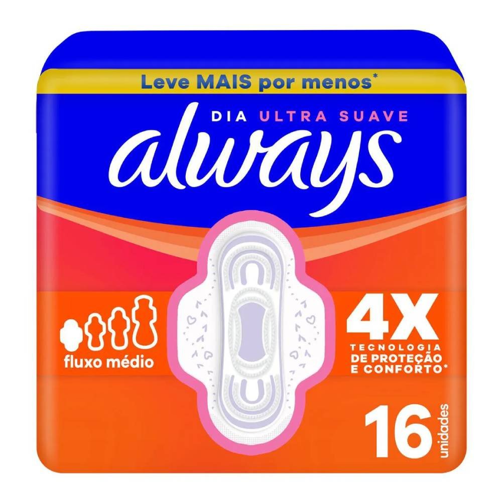Absorvente Always Dia Ultra Suave Com Abas 16 Unidades