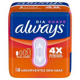 ABSORVENTE ALWAYS SUPER PROTEÇÃO SUAVE SEM ABAS 8 UNIDADES
