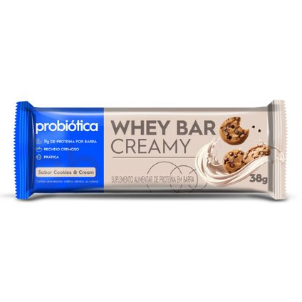 BARRA DE PROTEÍNA PROBIÓTICA WHEY BAR CREAMY COOKIES & CREAM 38G