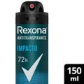 DESODORANTE ANTITRANSPIRANTE AEROSOL MASCULINO REXONA IMPACTO 72 HORAS 150ML