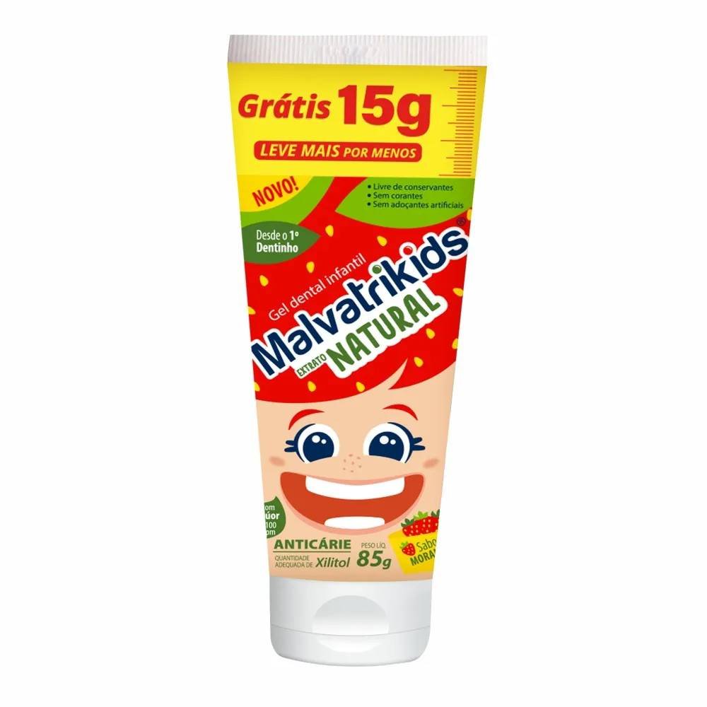 Gel Dental Infantil Malvatrikids Natural Morango 85g