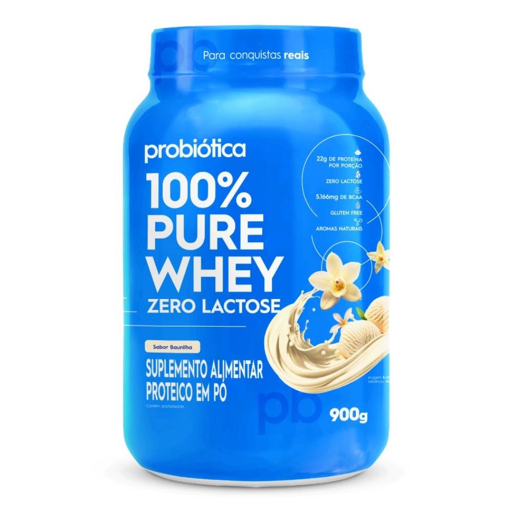 Whey Protein Probiótica 100% Pure Zero Lactose Baunilha 900g