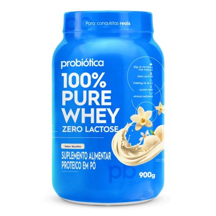 WHEY PROTEIN PROBIÓTICA 100% PURE ZERO LACTOSE BAUNILHA 900G
