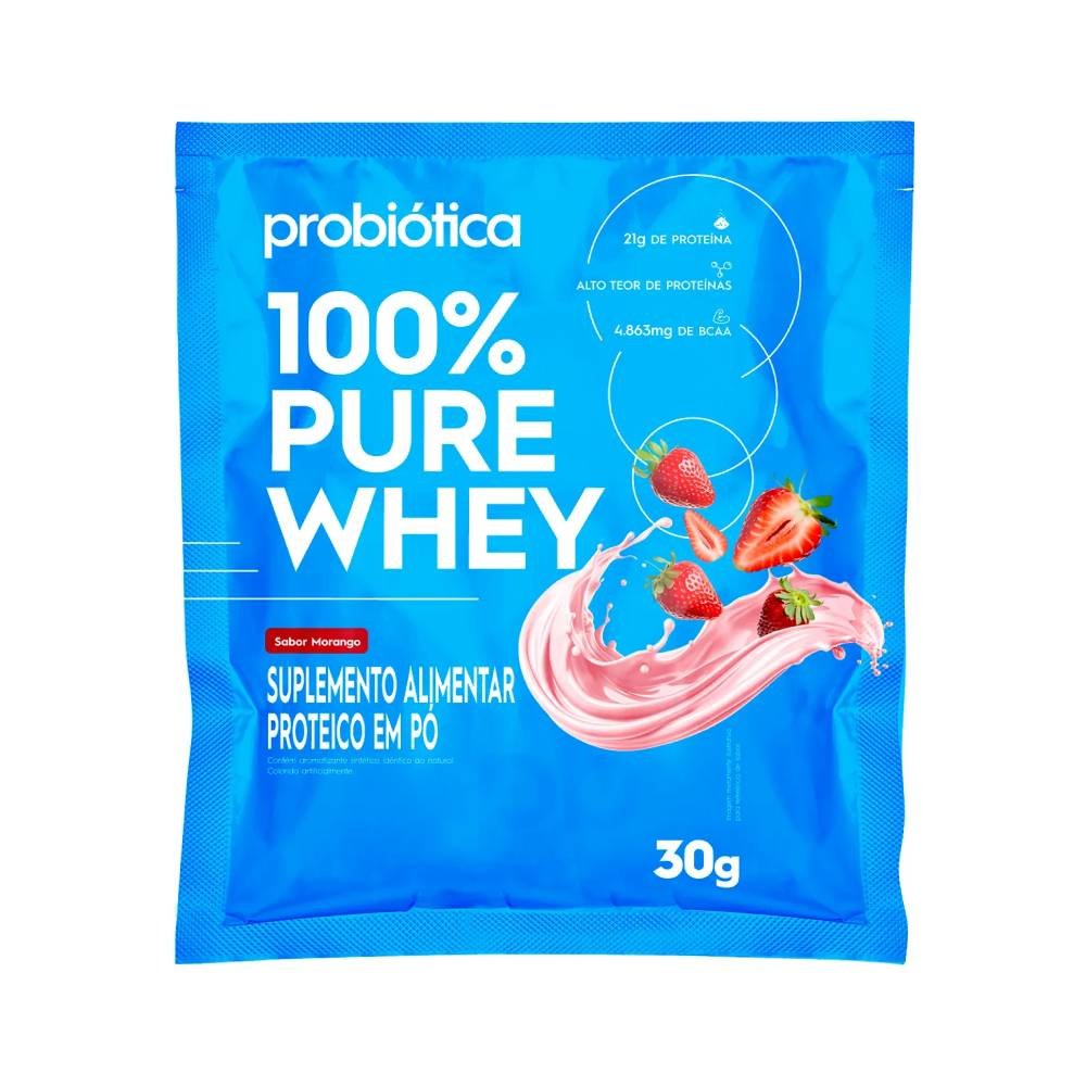 Whey Protein Probiótica 100% Pure Morango 30g