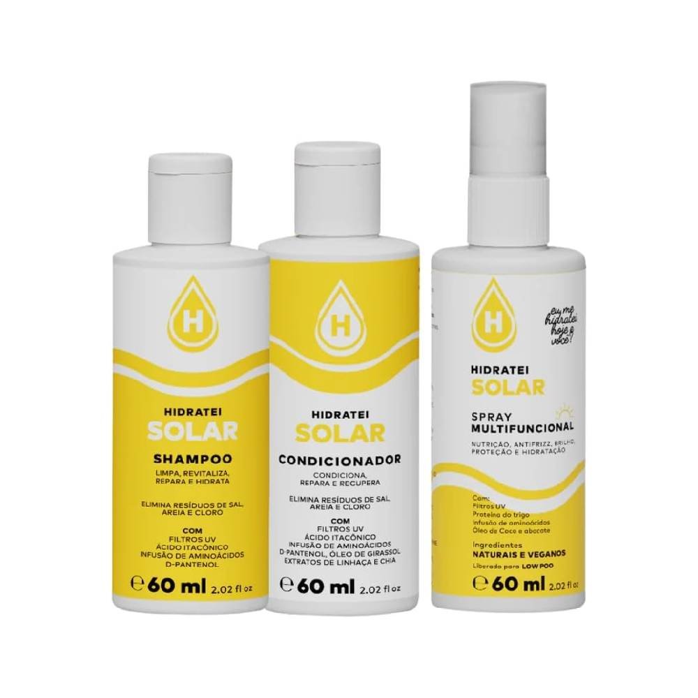 Kit Viagem Hidratei Solar Shampoo 60ml + Condicionador 60ml + Spray 60ml