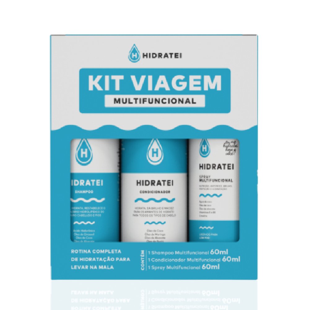 Kit Viagem Hidratei Multifuncional Shampoo 60ml + Condicionador 60ml + Spray 60ml