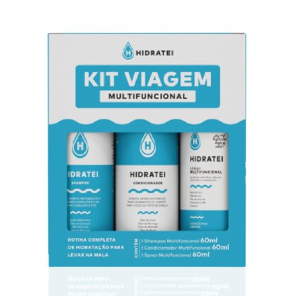 KIT VIAGEM HIDRATEI MULTIFUNCIONAL SHAMPOO 60ML + CONDICIONADOR 60ML + SPRAY 60ML