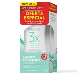 Kit Sabonete Líquido Íntimo Gino Canesten Triplo Cuidado 2 Unidades 200ml Cada