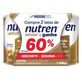 KIT COMPLEMENTO ALIMENTAR NUTREN SENIOR SEM SABOR 2 UNIDADES 740G CADA