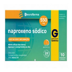 NAPROXENO SÓDICO EUROFARMA 550MG 10 COMPRIMIDOS