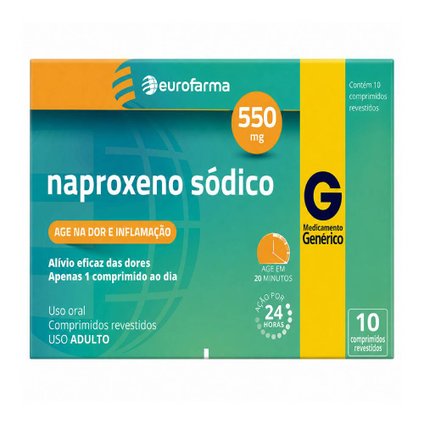 NAPROXENO SÓDICO EUROFARMA 550MG 10 COMPRIMIDOS