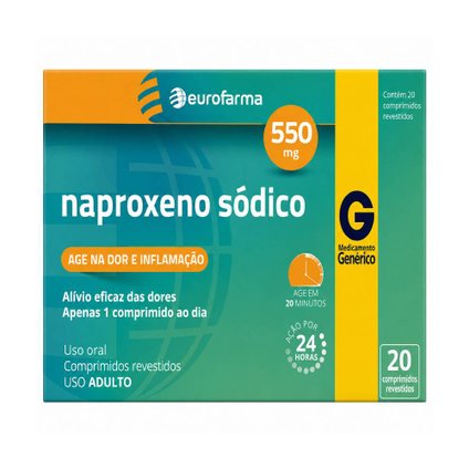 NAPROXENO SÓDICO EUROFARMA 550MG 20 COMPRIMIDOS