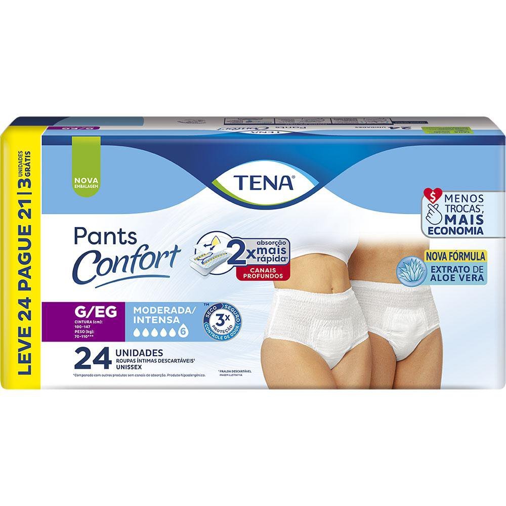Roupa Íntima Tena Pants Confort G/eg Leve 24 Pague 21 Unidades