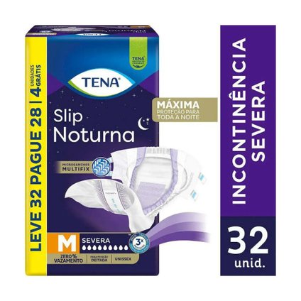 FRALDA GERIÁTRICA TENA SLIP NOTURNA M LEVE 32 PAGUE 28 UNIDADES