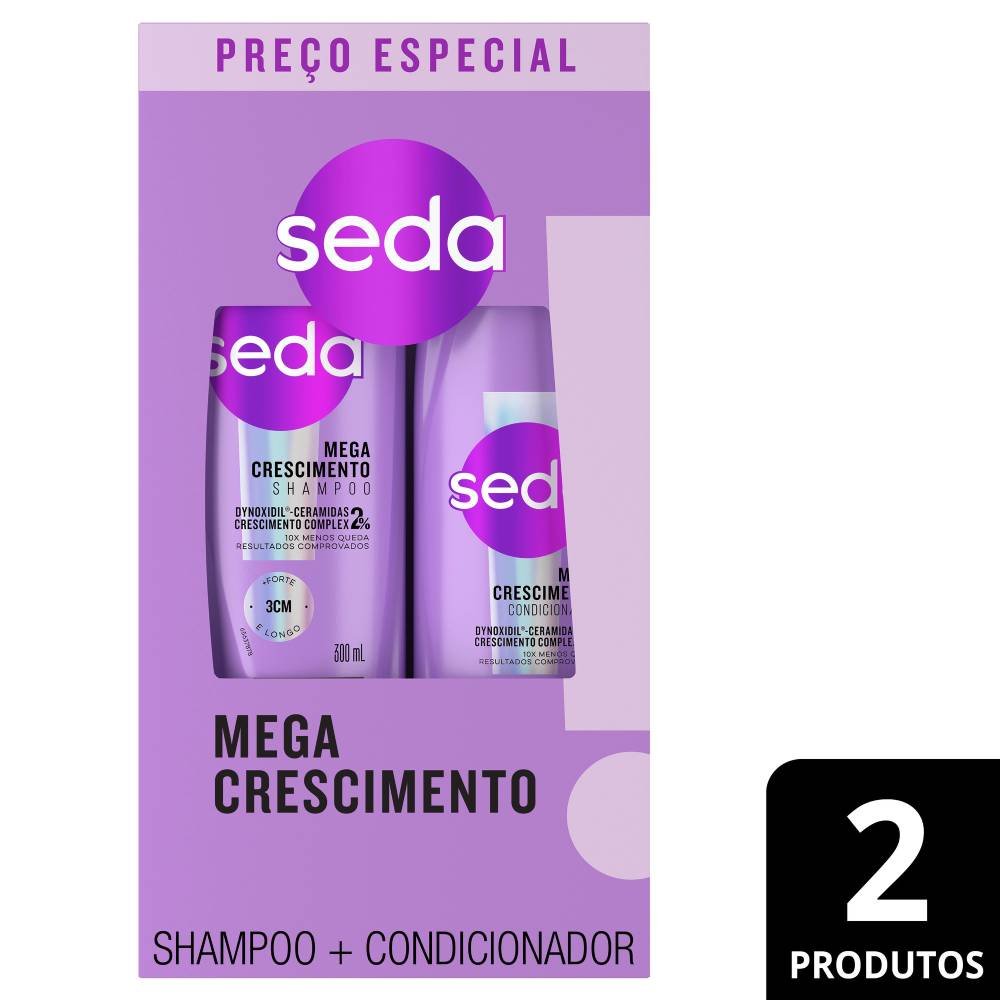 Kit Seda Mega Crescimento Shampoo 300ml + Condicionador 190ml