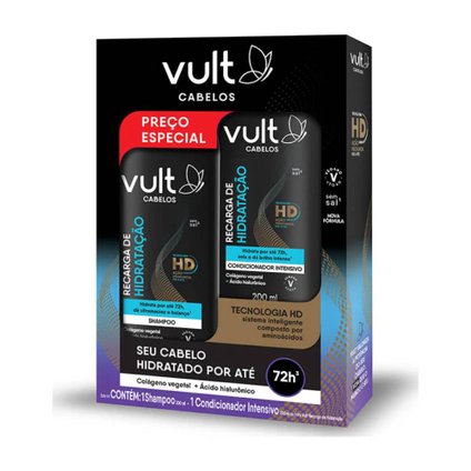 KIT VULT HAIR RECARGA DE HIDRATAÇÃO SHAMPOO 200ML + CONDICIONADOR 200ML