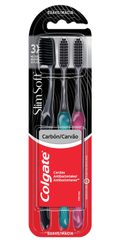 KIT ESCOVA DENTAL COLGATE SLIM SOFT CARVÃO 3 UNIDADES
