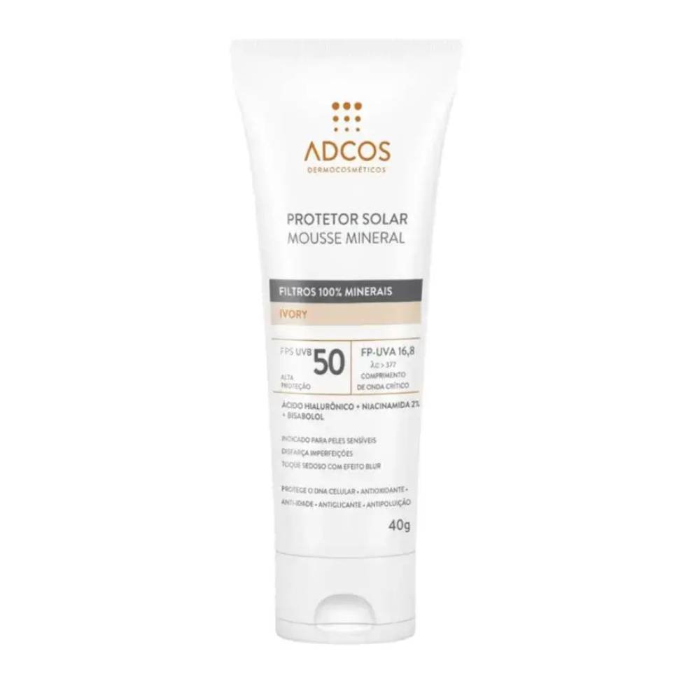 Protetor Solar Facial Adcos Mousse Mineral Beige Fps50 40g