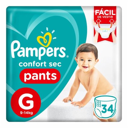 FRALDA PAMPERS CONFORT SEC PANTS G COM 34 UNIDADES