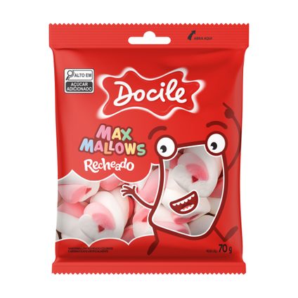 BALA DOCILE MAXMALLOWS TWIST BAUNILHA E MORANGO 70G