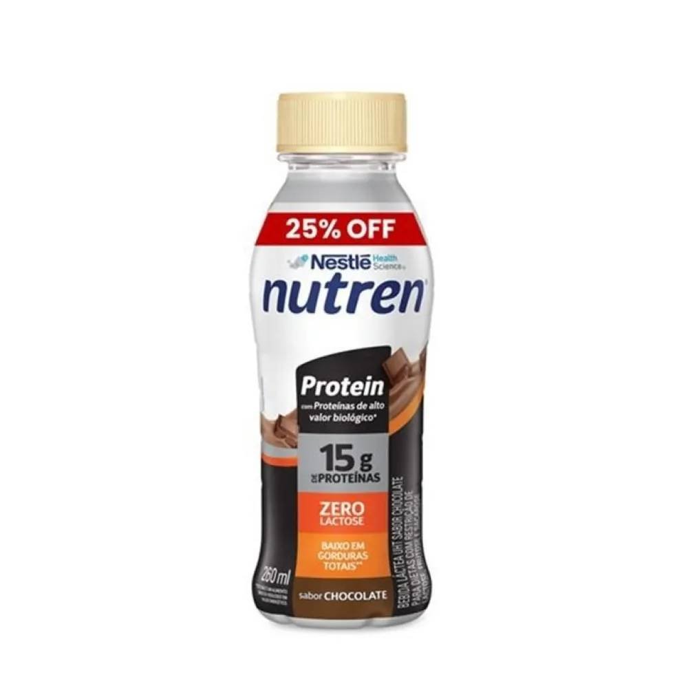 Bebida Láctea Nutren Protein 15g De Proteínas Chocolate 25% Grátis 260ml