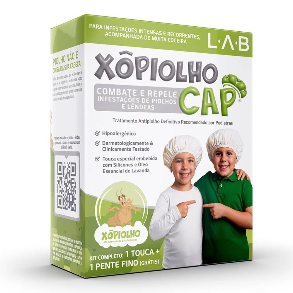 Kit Tratamento Xô Piolho Cap Touca 1 Unidade + Pente Removedor 1 Unidade