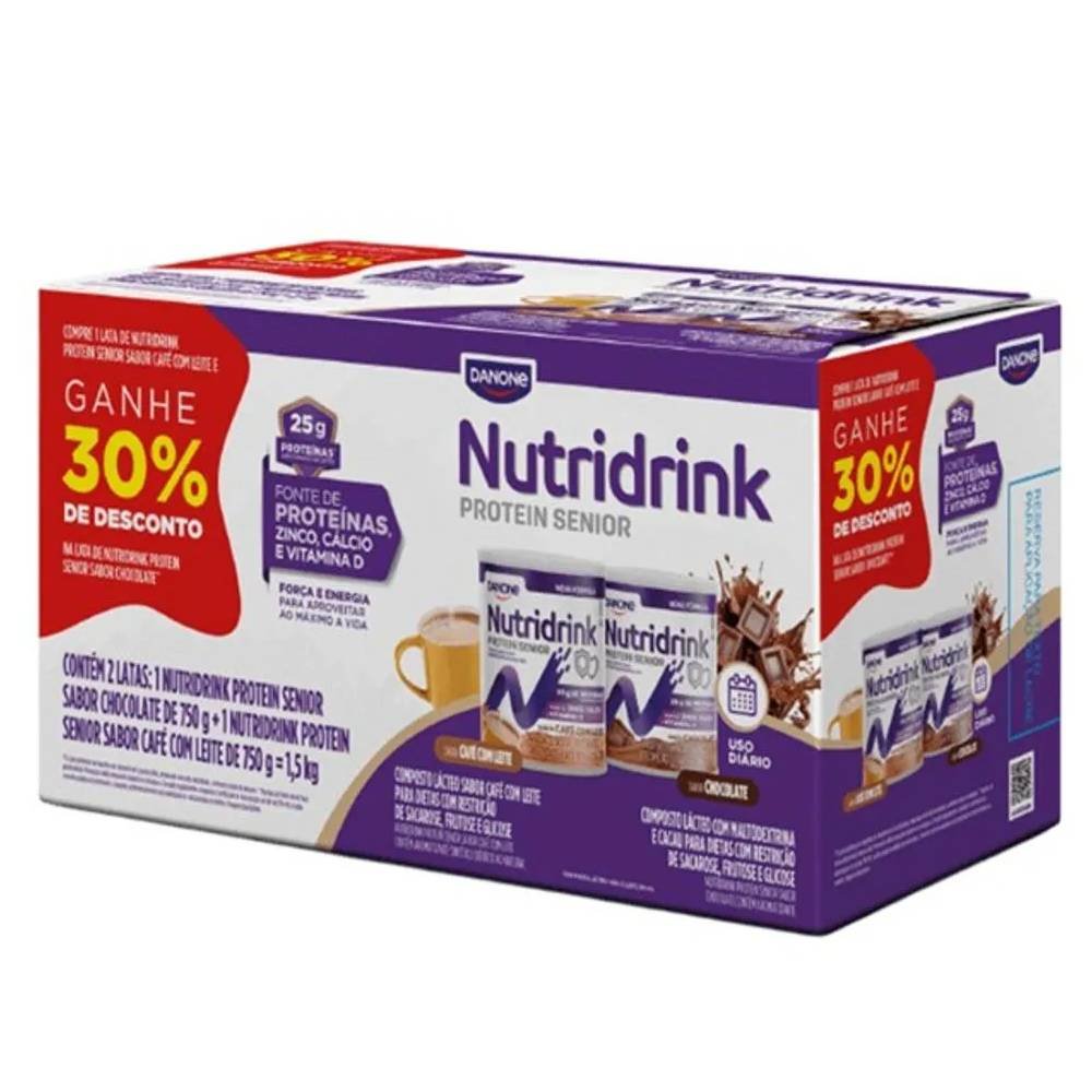 Kit Danone Nutridrink Protein Senior Café Com Leite 750g + Chocolate 750g
