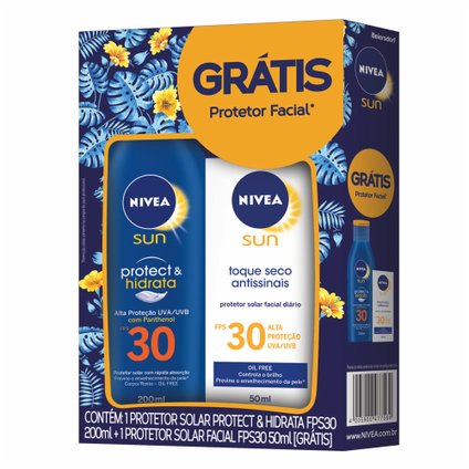 PROTETOR SOLAR NIVEA FPS30 200ML GRÁTIS FACIAL FPS30 50ML
