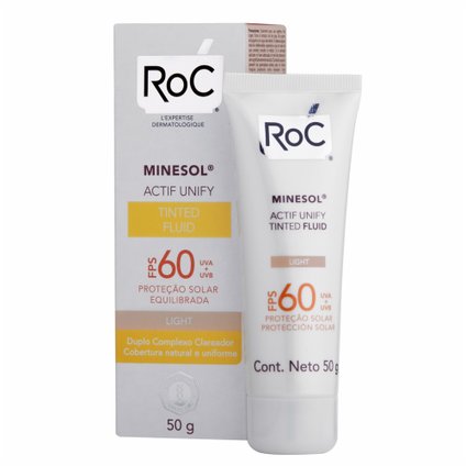 PROTETOR SOLAR ROC MINESOL ACTIF UNIFY TINTED FLUID LIGHT FPS 60 50G