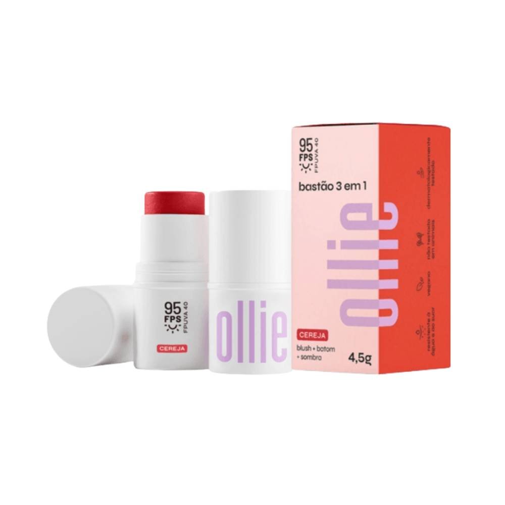 Bastão Ollie 3em1 Blush Batom E Sombra Cereja Fps95 4,5g