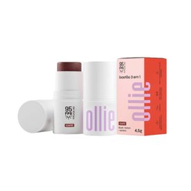 BASTÃO OLLIE 3EM1 BLUSH BATOM E SOMBRA CAFÉ FPS95 4,5G